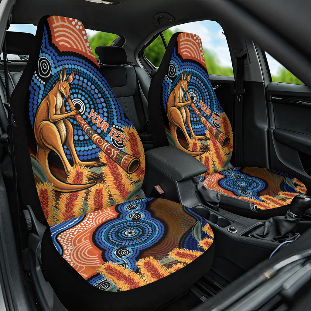 Personalised Australia Kangaroo Didgeridoo Car Seat Cover Bottlebrush Flowers Indigenous Art