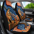 Personalised Australia Kangaroo Didgeridoo Car Seat Cover Bottlebrush Flowers Indigenous Art