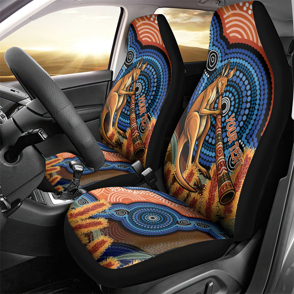 Personalised Australia Kangaroo Didgeridoo Car Seat Cover Bottlebrush Flowers Indigenous Art