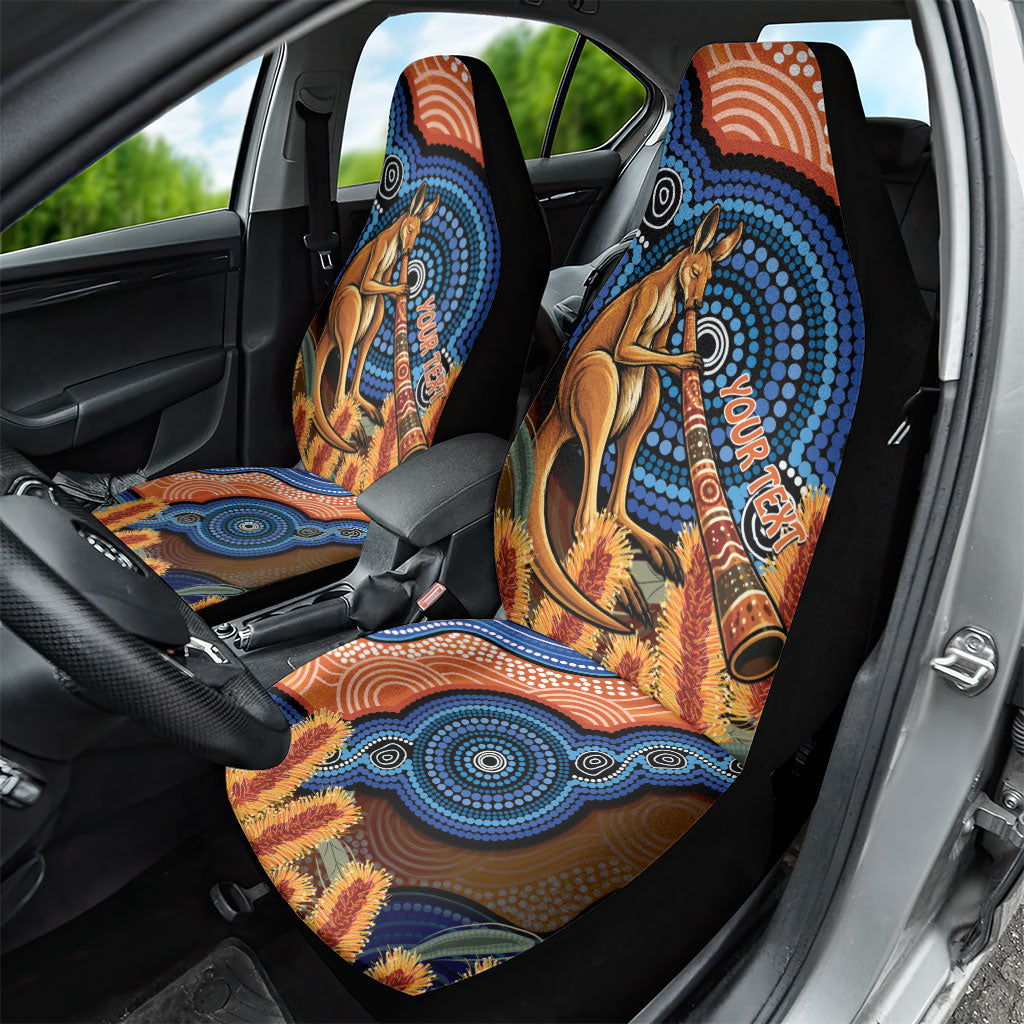 Personalised Australia Kangaroo Didgeridoo Car Seat Cover Bottlebrush Flowers Indigenous Art