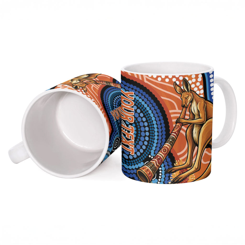Personalised Australia Kangaroo Didgeridoo Ceramic Mug Bottlebrush Flowers Indigenous Art