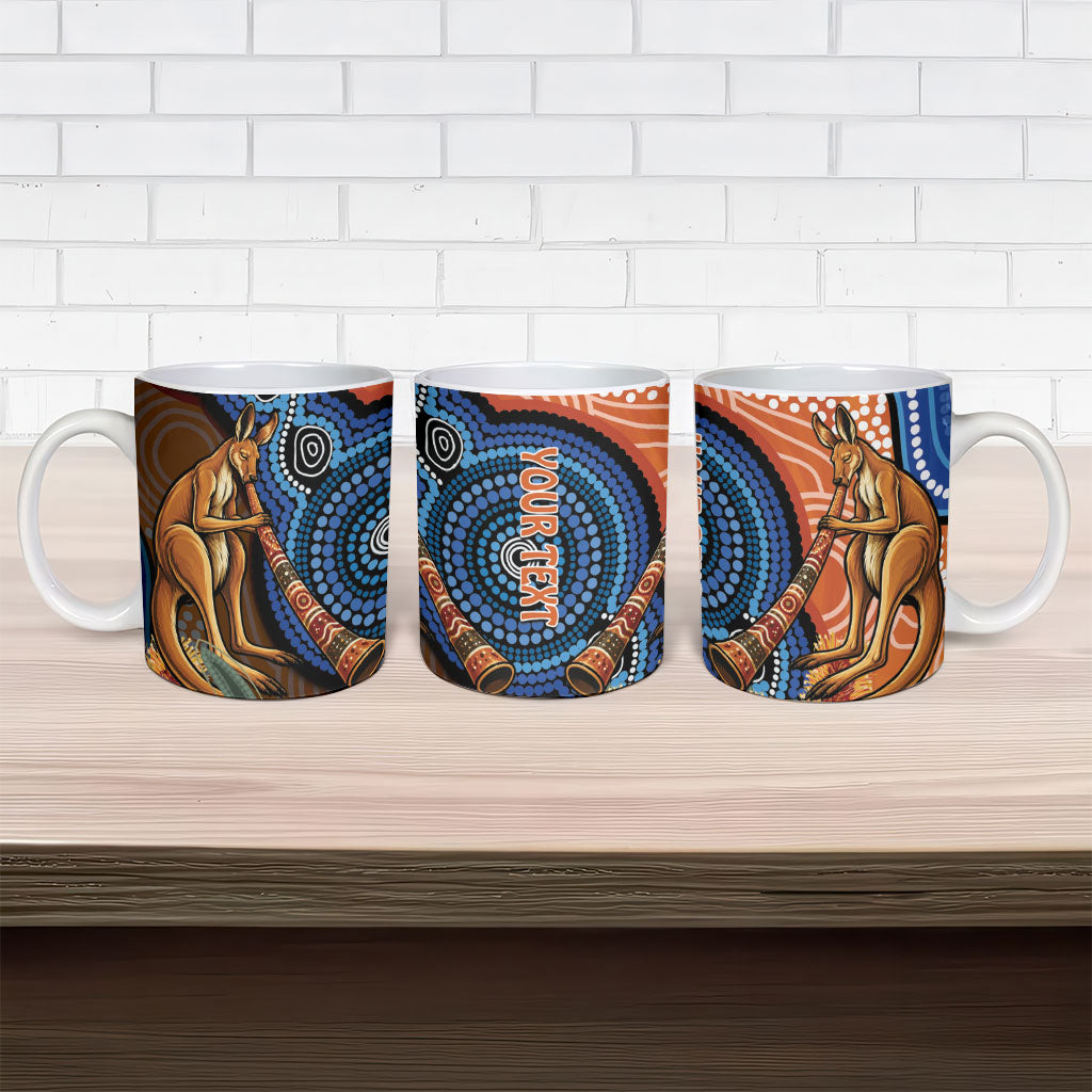 Personalised Australia Kangaroo Didgeridoo Ceramic Mug Bottlebrush Flowers Indigenous Art