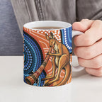 Personalised Australia Kangaroo Didgeridoo Ceramic Mug Bottlebrush Flowers Indigenous Art