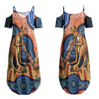 Personalised Australia Kangaroo Didgeridoo Couples Matching Summer Maxi Dress and Hawaiian Shirt Bottlebrush Flowers Indigenous Art