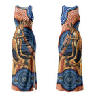 Personalised Australia Kangaroo Didgeridoo Couples Matching Tank Maxi Dress and Long Sleeve Button Shirt Bottlebrush Flowers Indigenous Art