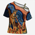 Personalised Australia Kangaroo Didgeridoo Cross Shoulder Shirt Bottlebrush Flowers Indigenous Art