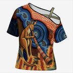 Personalised Australia Kangaroo Didgeridoo Cross Shoulder Shirt Bottlebrush Flowers Indigenous Art