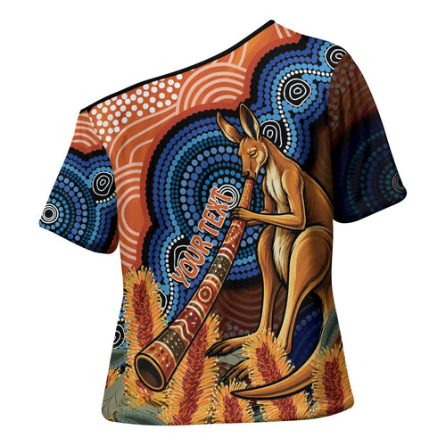 Personalised Australia Kangaroo Didgeridoo Cross Shoulder Shirt Bottlebrush Flowers Indigenous Art