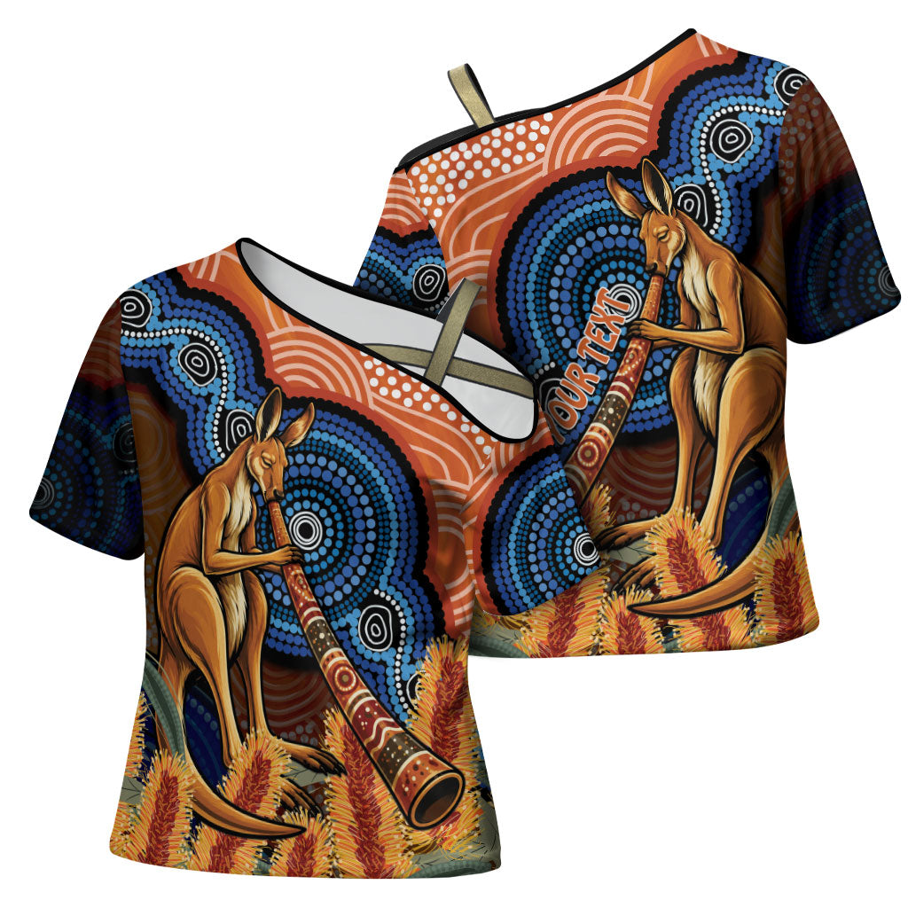 Personalised Australia Kangaroo Didgeridoo Cross Shoulder Shirt Bottlebrush Flowers Indigenous Art