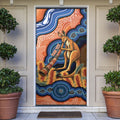 Personalised Australia Kangaroo Didgeridoo Door Cover Bottlebrush Flowers Indigenous Art