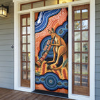 Personalised Australia Kangaroo Didgeridoo Door Cover Bottlebrush Flowers Indigenous Art