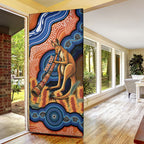 Personalised Australia Kangaroo Didgeridoo Door Cover Bottlebrush Flowers Indigenous Art