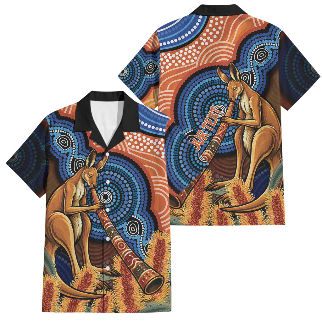 Personalised Australia Kangaroo Didgeridoo Family Matching Tank Maxi Dress and Hawaiian Shirt Bottlebrush Flowers Indigenous Art