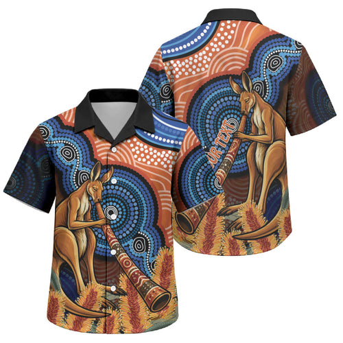 Personalised Australia Kangaroo Didgeridoo Family Matching Tank Maxi Dress and Hawaiian Shirt Bottlebrush Flowers Indigenous Art