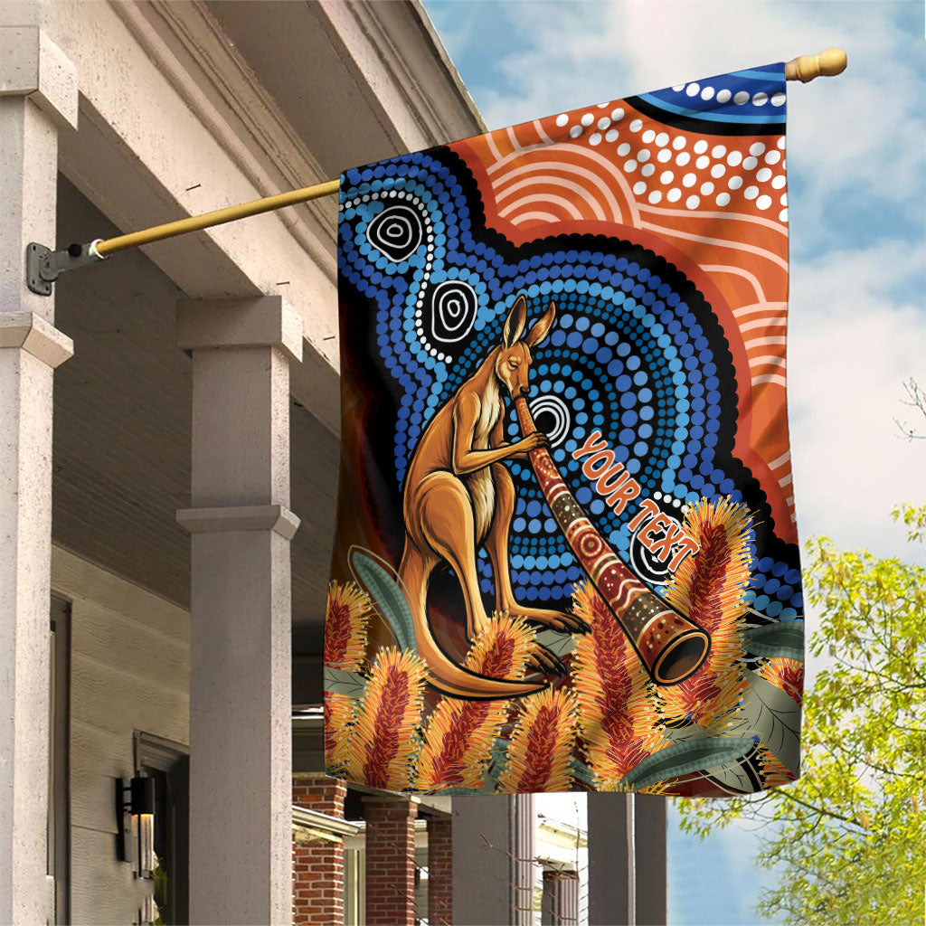 Personalised Australia Kangaroo Didgeridoo Garden Flag Bottlebrush Flowers Indigenous Art