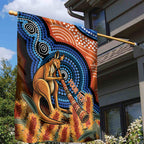 Personalised Australia Kangaroo Didgeridoo Garden Flag Bottlebrush Flowers Indigenous Art