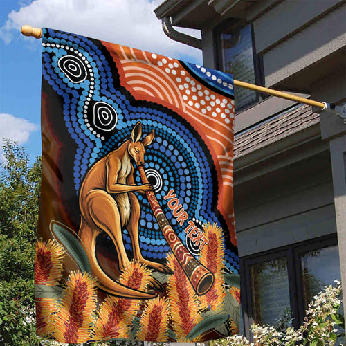 Personalised Australia Kangaroo Didgeridoo Garden Flag Bottlebrush Flowers Indigenous Art