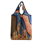 Personalised Australia Kangaroo Didgeridoo Grocery Bag Bottlebrush Flowers Indigenous Art