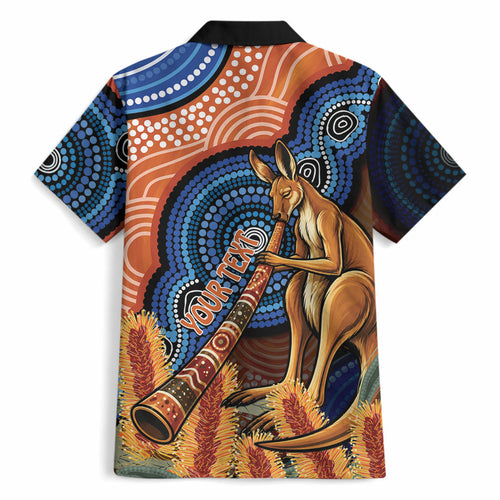 Personalised Australia Kangaroo Didgeridoo Hawaiian Shirt Bottlebrush Flowers Indigenous Art