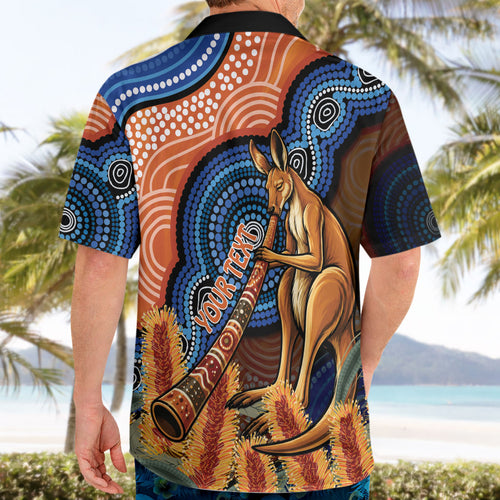 Personalised Australia Kangaroo Didgeridoo Hawaiian Shirt Bottlebrush Flowers Indigenous Art