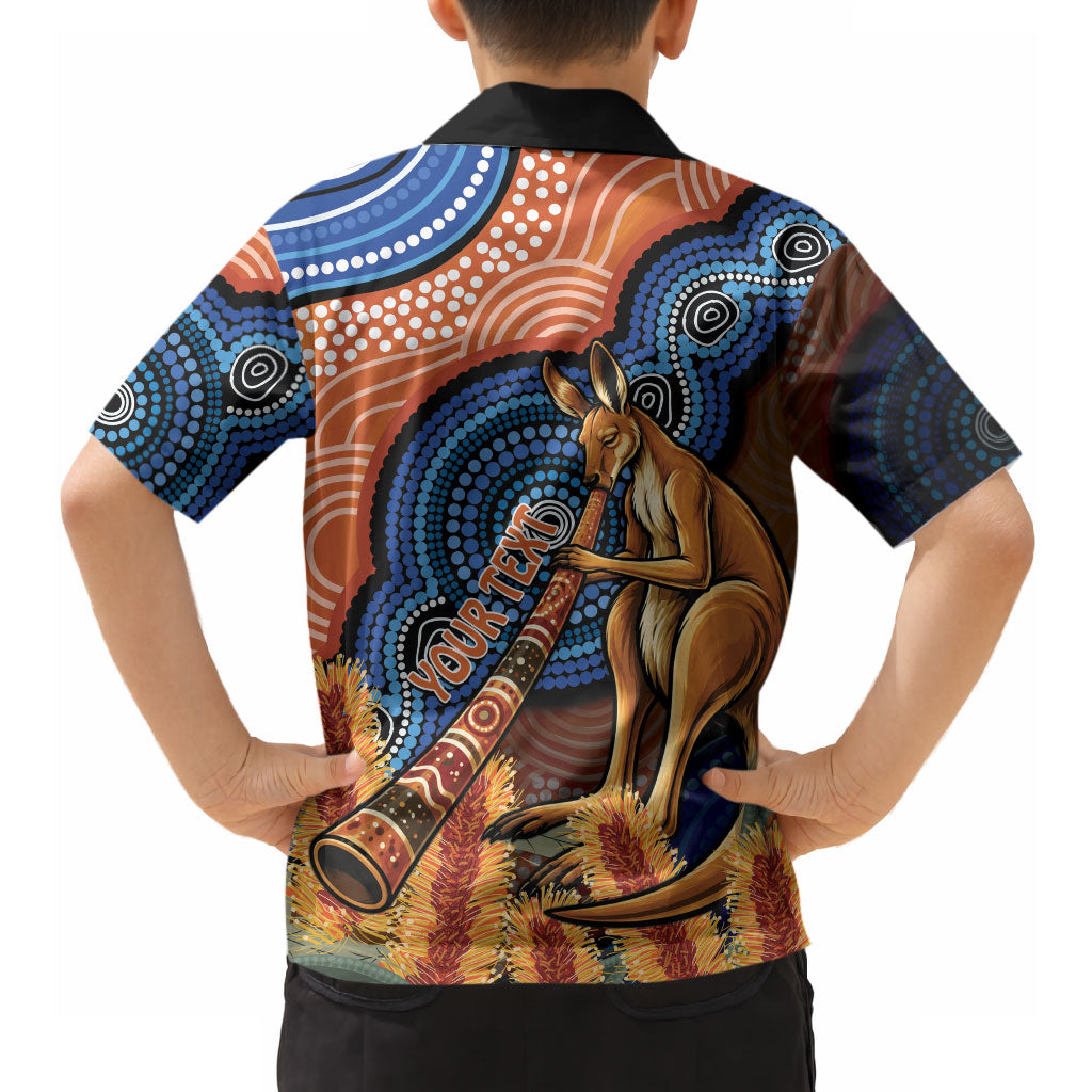 Personalised Australia Kangaroo Didgeridoo Hawaiian Shirt Bottlebrush Flowers Indigenous Art