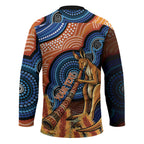 Personalised Australia Kangaroo Didgeridoo Hockey Jersey Bottlebrush Flowers Indigenous Art