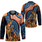 Personalised Australia Kangaroo Didgeridoo Hockey Jersey Bottlebrush Flowers Indigenous Art