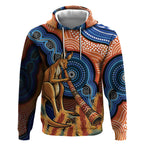 Personalised Australia Kangaroo Didgeridoo Hoodie Bottlebrush Flowers Indigenous Art