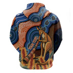 Personalised Australia Kangaroo Didgeridoo Hoodie Bottlebrush Flowers Indigenous Art
