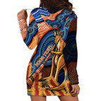 Personalised Australia Kangaroo Didgeridoo Hoodie Dress Bottlebrush Flowers Indigenous Art