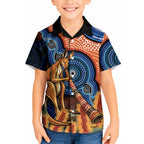 Personalised Australia Kangaroo Didgeridoo Kid Hawaiian Shirt Bottlebrush Flowers Indigenous Art