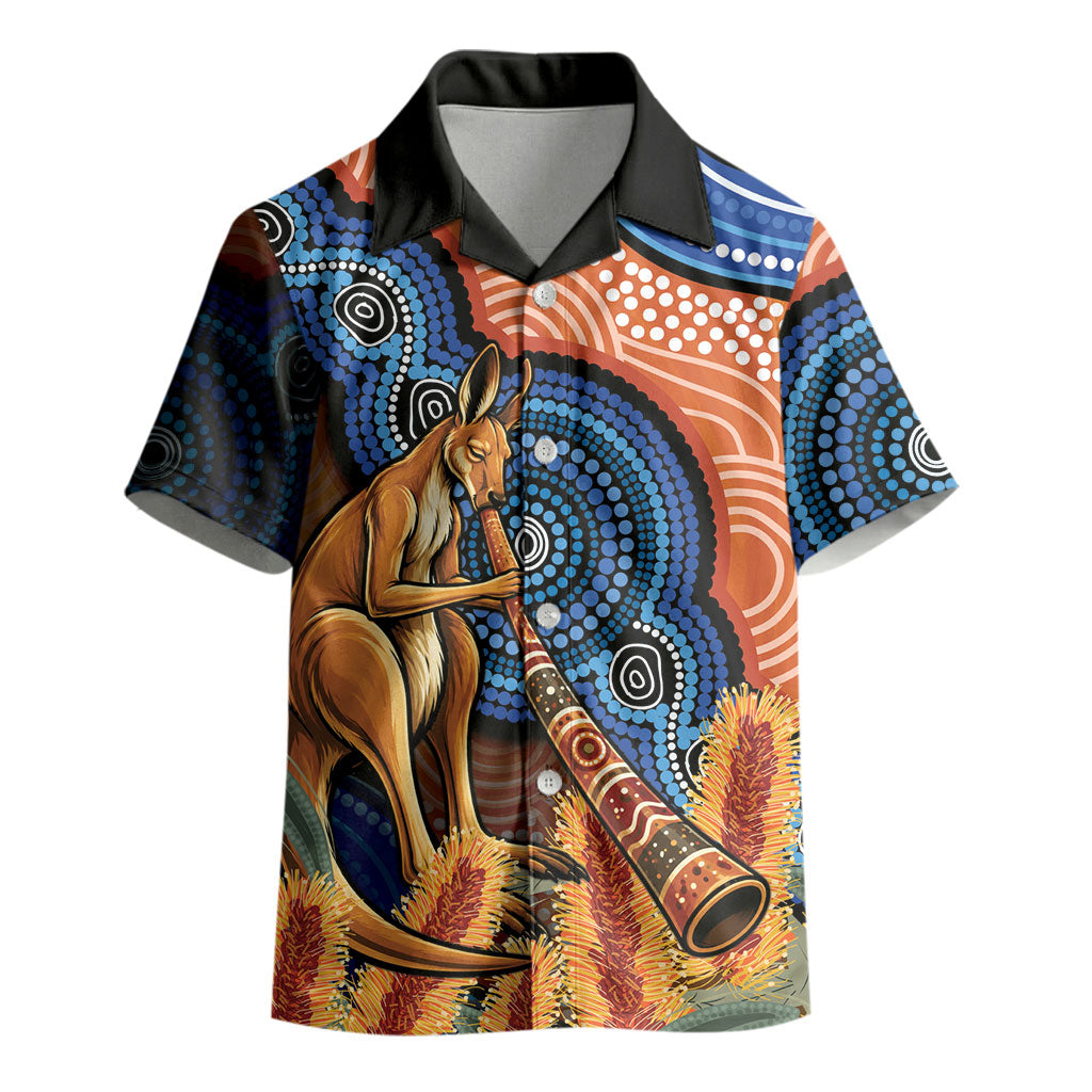 Personalised Australia Kangaroo Didgeridoo Kid Hawaiian Shirt Bottlebrush Flowers Indigenous Art