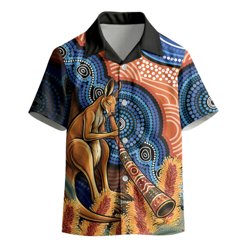 Personalised Australia Kangaroo Didgeridoo Kid Hawaiian Shirt Bottlebrush Flowers Indigenous Art