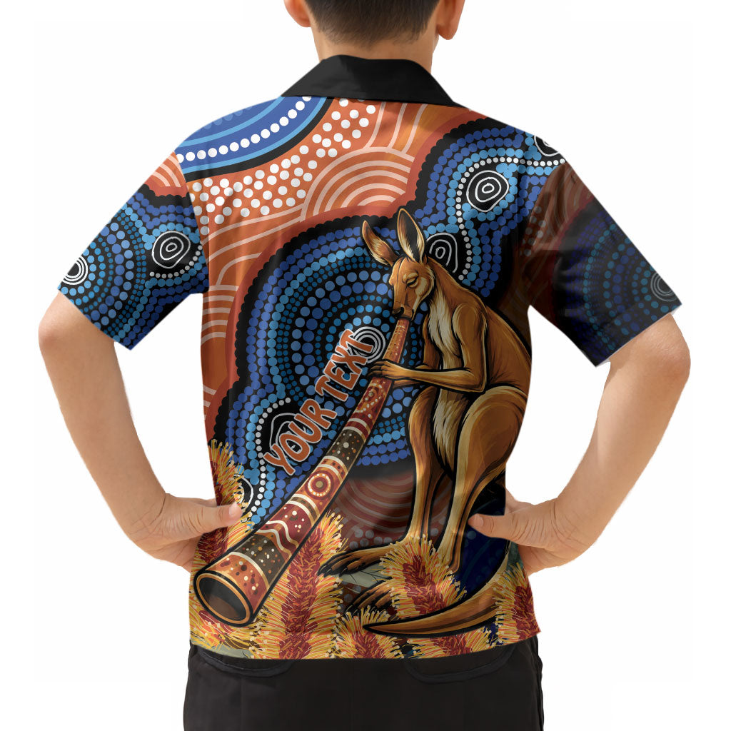 Personalised Australia Kangaroo Didgeridoo Kid Hawaiian Shirt Bottlebrush Flowers Indigenous Art
