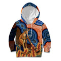 Personalised Australia Kangaroo Didgeridoo Kid Hoodie Bottlebrush Flowers Indigenous Art