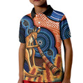Personalised Australia Kangaroo Didgeridoo Kid Polo Shirt Bottlebrush Flowers Indigenous Art