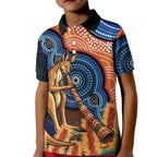 Personalised Australia Kangaroo Didgeridoo Kid Polo Shirt Bottlebrush Flowers Indigenous Art