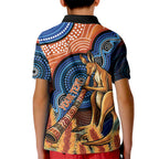 Personalised Australia Kangaroo Didgeridoo Kid Polo Shirt Bottlebrush Flowers Indigenous Art