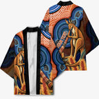 Personalised Australia Kangaroo Didgeridoo Kimono Bottlebrush Flowers Indigenous Art