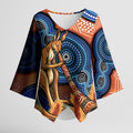 Personalised Australia Kangaroo Didgeridoo Kimono Sleeve Blouse Bottlebrush Flowers Indigenous Art