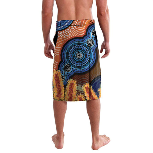 Personalised Australia Kangaroo Didgeridoo Lavalava Bottlebrush Flowers Indigenous Art