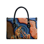 Personalised Australia Kangaroo Didgeridoo Leather Bag Bottlebrush Flowers Indigenous Art
