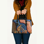 Personalised Australia Kangaroo Didgeridoo Leather Bag Bottlebrush Flowers Indigenous Art