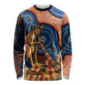 Personalised Australia Kangaroo Didgeridoo Long Sleeve Shirt Bottlebrush Flowers Indigenous Art
