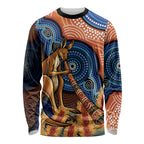 Personalised Australia Kangaroo Didgeridoo Long Sleeve Shirt Bottlebrush Flowers Indigenous Art