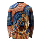 Personalised Australia Kangaroo Didgeridoo Long Sleeve Shirt Bottlebrush Flowers Indigenous Art