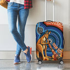Personalised Australia Kangaroo Didgeridoo Luggage Cover Bottlebrush Flowers Indigenous Art
