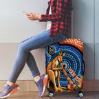 Personalised Australia Kangaroo Didgeridoo Luggage Cover Bottlebrush Flowers Indigenous Art