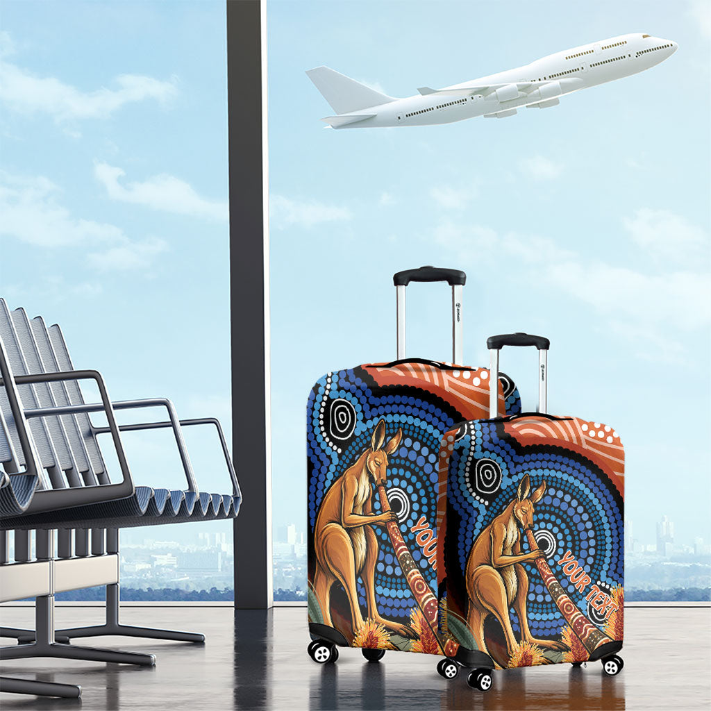 Personalised Australia Kangaroo Didgeridoo Luggage Cover Bottlebrush Flowers Indigenous Art