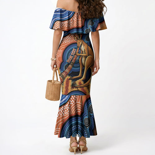 Personalised Australia Kangaroo Didgeridoo Mermaid Dress Bottlebrush Flowers Indigenous Art